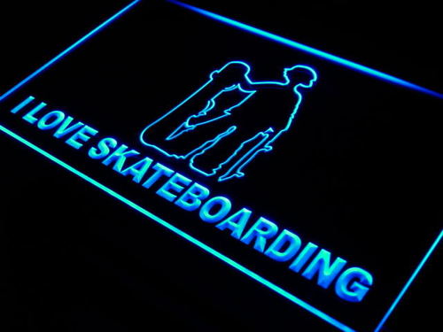 I Love Skateboarding Skateboard Neon Light Sign